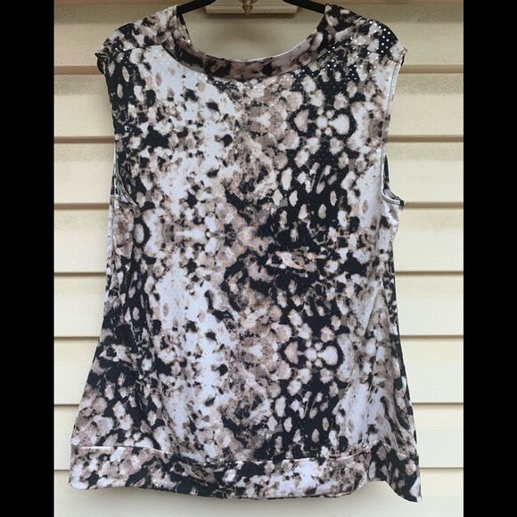 Alfani animal print with sparkles cowl neck sleeveless blouse, size 1X - Picture 6 of 6